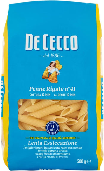 De Cecco Penne Rigate Pasta di Semola di Grano Duro N°41, 500g